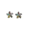 Pendientes Nuevos de Venta Caliente Transfronterizos, Pendientes Brillantes de Flor de Cinco Pétalos Modernos y Exquisitos, Pendientes Elegantes y Versátiles para Mujer al por Mayor