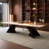Despejar sala de estar mesa de té grande y larga con sofá estilo chino nuevo madera maciza lujo ligero estilo nuevo de alta gama mesa de té de losa de roca preparar té jefe