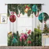 Compra urgente transfronteiriça de cortinas translúcidas populares com estampa digital TEMU Venda quente de Natal drop-shipping Cortinas translúcidas para janela de árvore de Natal
