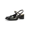 Sandalias de Moda Jingang Yl50309 de Tacón Alto con Espalda Descubierta para Uso en Exteriores, Nuevo Estilo Verano 2026, Punta Cuadrada, Tacón Grueso, Versátil Tacón Medio