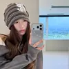 Gorro Listrado com Estampa de Filhote Estilo Retrô Soltinho para Mulheres Início do Outono Fino para Cabeças Grandes Chapéu para Frio Faz o Rosto Parecer Menor Chapéu Respirável para Cobrir a Cabeça