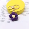 Estilo Hyuna Pequena Flor Vermelha Fio Crochê Pingente Pendrive Lanyard Chaveiro Florzinha Pom Pom Acessório para Bolsa Celular Produto Acabado