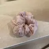 Goma para el pelo de malla de doble capa coreana con tacto de alta gama, Scrunchie de organza con pedrería para peinados de moño, Nuevo accesorio para el cabello