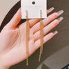 2024 Nuevos Pendientes de Borla Larga de Circonita Cuadrada de Moda para Mujer Pendientes de Diseño Simple Nicho Estilo Cool