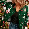 Nueva chaqueta vaquera corta de algodón puro Navidad otoño e invierno estampado 3D personalidad moderna top ajustado para mujer