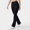 Pantalones de yoga acampanados de cintura alta que realzan las caderas para mujer, hechos de nailon con una sensación casi imperceptible, diseño de pierna ancha ligeramente acampanada, adecuados para danza, fitness y deportes, y se pueden usar como ropa exterior