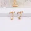 Convertidor de Pasador de Oreja a Clip de Oreja Color Cobre Chapado en Oro de 18 Quilates, Forma de U, Tornillo Ajustable, Accesorios para Aretes DIY
