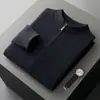 Cardigan masculino de cashmere com gola alta e zíper, estilo business casual, suéter de lã tricotado de corte solto, jaqueta espessa para outono e inverno