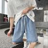 Pantalones cortos vaqueros de verano 2024 de algodón para hombre y mujer, de moda, informales, con cordón, holgados, rectos, elásticos, deportivos
