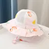 Chapéu infantil Verão Fino Respirável Guarda-sol Chapéu de pescador Aba grande Protetor solar ajustável Malha Chapéu para bebês meninos e meninas