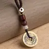 Llavero de Moneda de los Cinco Emperadores de Latón Puro Colgante de Llave de Coche de Latón Año de Esta Vida Ping An Regalo Creativo Exquisito para Hombres y Mujeres