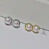 Pendientes de Perla de Agua Dulce Natural Pequeña Redonda de Alta Grasa, Pendientes de Perla Pan al Vapor, Aguja de Plata S925, Perla de Zhuji