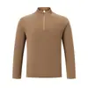 Camisa Base Masculina de Veludo Alemão Double-Face com Meio Zíper e Gola Alta Manga Longa para Outono Inverno Camiseta Esportiva Roupa Íntima Casual Em Estoque Venda por Atacado de Fábrica