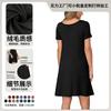 Amazon Transfronteiriço Nova Camiseta Feminina Plus Size Gola Redonda Cor Sólida Casual Bolso Manga Curta Vestido A-Line Cintura Alta