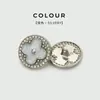 Botones metálicos redondos de trébol de cuatro hojas con incrustaciones de diamantes de alta gama para suéteres de moda, cárdigans, botones decorativos para abrigos y blazers