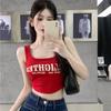 Camisola sin mangas estampada estilo americano de Spice Girls para mujer, para llevar debajo o encima, top corto deportivo de verano con almohadilla en el pecho
