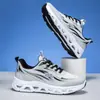 Zapatos para Hombre Transfronterizos Flyknit Malla Transpirable Zapatos Deportivos Suela Gruesa Absorción de Impactos Versátiles Zapatos para Viajar Correr Hombres Huecos de Moda