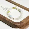 Pulsera de acero de titanio de cuerpo entero, piedra natural, cristal, perla de agua dulce, cinta, pulsera de cuentas simple, pulsera versátil
