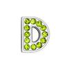 Letras cromadas de 8 mm con diamantes en verde oliva, accesorios de joyería para manualidades, letras inglesas, letras de diamante.