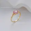 Múltiples Estilos de Anillos Ovalados de Circonita de Colores para Mujer, Cobre Chapado en Oro, No se Desvanecen, Lujo Ligero, Ajustables, Sensación de Alta Gama, Versátiles, Apilables