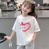 Camiseta de Manga Corta de Verano para Niñas 2026 Nueva Moda Top de Media Manga Infantil Atuendo de Verano para Niñas Camiseta Moderna de Algodón Puro