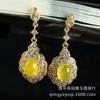 Suministro en vivo aretes con forma de huevo de calcedonia verde incrustada para mujer aretes de ágata roja aretes de jade rosa lujo