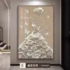 Pintura Decorativa Vintage de Alto Padrão Estilo Francês para Sala de Estar, Arte de Parede Texturizada para Fundo de Sofá, Pintura de Figura para Hall de Entrada