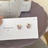 Pendientes de Mariposa Pequeña Distintivos de Plata S925 con Diamantes Completos Mori Dulces Diamantes de Colores Multicolor Pendientes de Moda para Mujer