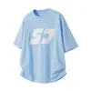 Camiseta de Manga Corta Estampada Estéreo de Color Contrastante para Hombre en Verano, Texturizada de Algodón Puro de Media Manga, Simple, Holgada, Casual, Camiseta Deportiva Q