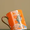 Caneca de Porcelana Branca Kirin Estilo Chinês Jingdezhen Copo de Água Cerâmico Cultural e Criativo com Borda Dourada Logo de Presente Cultural e Criativo