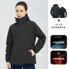 Ropa de Trabajo Grupal Desmontable Tres en Uno con Logotipo Estampado para Hombre, Chaqueta Gruesa Impermeable a Prueba de Viento con Forro Polar para Mujer