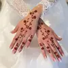 Pegatinas de Tatuaje de Rosa Roja-Marrón Estilo Henna, Set Completo para Ambas Manos, Dorso de los Dedos, Pegatinas Impermeables Vintage