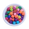 Dados multicoloridos com miçangas, desenho animado, cola creme artesanal DIY, corrente para celular, acessórios de resina, material para joias, pesando no atacado