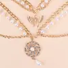 Cadena de Cuerpo de Metal Multicapa Simple Versátil Moda Joyería Transfronteriza Europea y Americana Cadena de Cintura de Mariposa Distintiva con Diamante Perla