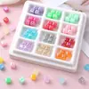 Plástico AB Plateado Colorido Multifacético Ángulo Recto Agujero Cuadrado Agujero Recto Para Ensartar Cuentas Sueltas diy Cadena de Teléfono Colgante Adorno Accesorios Venta al por Mayor