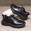 Outono de 2026 Sapatos de Trabalho Masculinos para Idosos Camada Superior Couro Bovino Respiráveis Antiderrapantes Resistentes ao Desgaste Sapatos Casuais Sola Grossa Aumentadores de Altura
