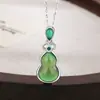 Collar de Calabaza Auspiciosa de Plata de Ley S925 para Mujer, Moderno Colgante de Calcedonia Verde, Cadena para Clavícula, Regalo Estilo Chino