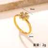 Joyería de Acero de Titanio de Venta Caliente Transfronteriza, Anillos con Flor de Placa Soldada Incrustados de Diamantes para Mujer, Anillos de Acero Inoxidable de Moda y Gama Alta Fábrica Mayorista