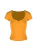 Playera Blanca de Cuello Cuadrado y Manga Corta para Mujer Verano Ajuste Ceñido Francés Lujuria Pura Sexy Sexy Top Corto Ajustado