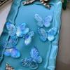 Funda para teléfono móvil hecha a mano con mariposas de colores de resina, con pegamento en crema, accesorios para el cabello, tamaño 41 x 32