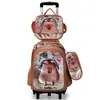 Mochila Escolar Transfronteiriça 3D Casca Dura Couro Concavo-Convexo Aluno do Ensino Fundamental Mochila de Rodinhas 5-12 Anos Desenho Animado Conjunto de Três Peças Mochila