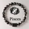 12 Pulseiras de Signos do Zodíaco Acessórios de Joalheria Transfronteiriços Capricórnio Touro Pedra Olho de Tigre Pedra Natural Pulseiras dos Doze Signos do Zodíaco