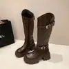 Botas largas para mujer 2026 otoño e invierno nueva moda con suela gruesa y tacón grueso, hasta la rodilla para personas petite, botas de montar de caña alta