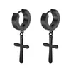 Pendientes de Acero Inoxidable con Cruz de Venta Caliente Europeos y Americanos, Pendientes Cortos de Acero de Titanio Estilo Punk Simples y Versátiles y Pendientes