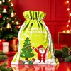 Bolsas de Regalo con Cordón de Halloween y Navidad de Venta Caliente Transfronterizas, Bolsas de Empaque con Cordón Navideño, Decoraciones Navideñas, Bolsas de Aluminio Láser