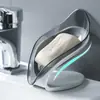 Tiktok Creativo Transparente Forma de Hoja Jabonera Baño Soporte de Jabón Hoja Baño Sin Taladro Drenaje Estante de Jabón