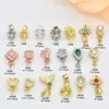 Pingente de Ouro 18K Fecho de Coroa Zircônia Incrustada Pulseira DIY Colar Pingente Rolha de Contas de Jade