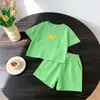 Conjunto de Duas Peças de Camisetas de Verão Infantis, Shorts para Meninos e Meninas, Conjunto de Top Casual de Manga Curta Colorido Estilo Coreano para Meninas