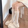 Estilo francês primavera e verão fino lolita guarnição de renda meias de bezerro leite estilo japonês JK arco meias ocas