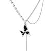 Collar de Mariposa Encantada Negro Personalizado para Mujer Nueva Moda Sensación de Alta Gama Temperamento Cadena Clavícula Diseño Nicho Estilo Frío Cadena para el Cuello